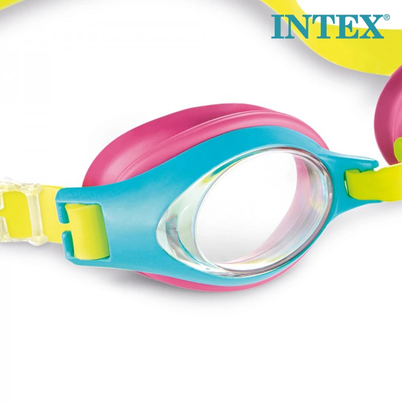 INTEX Aqua Flow Kids Junior Swimming Goggles , Soft Silicone Seal , 85% UV protection , Adjustable Strap For Age 3-8 Years (55611